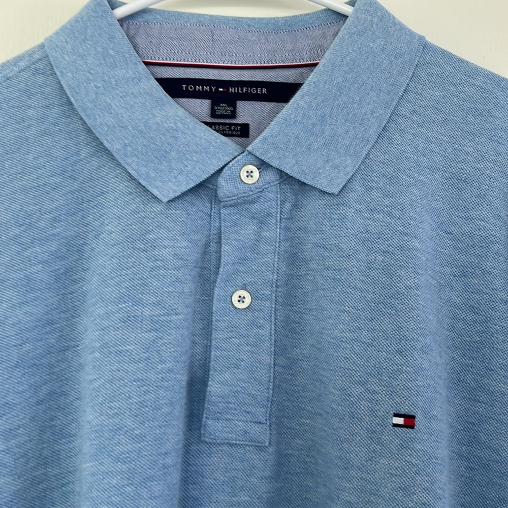 Tommy Hilfiger Blue Polo Shirt Classic w/ flag Design Sz 3xl